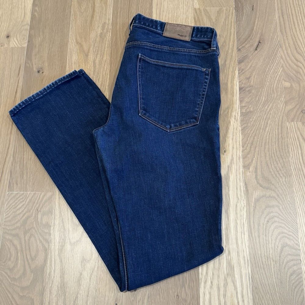Madewell Rail Straight Leg Denim Jeans Womens‎ Size 30x34 (32x32) Dark Wash EUC